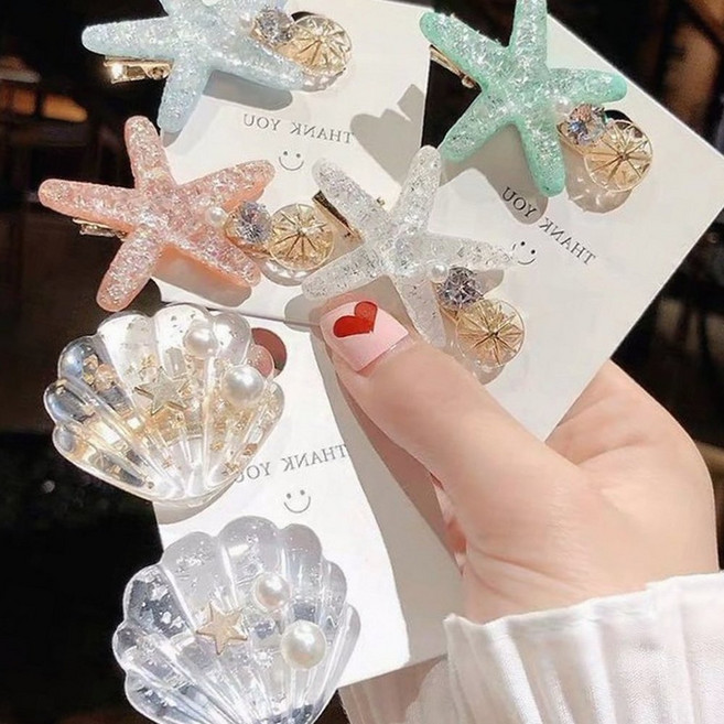 헤어집게 불가사리 조개 머리핀 여성 집게 올림 클립 장식