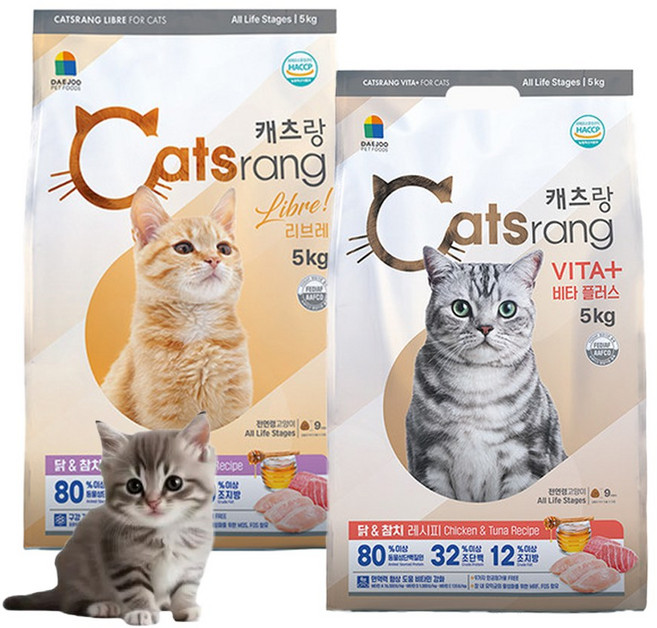 대용량 캐츠랑 리브레 X 비타플러스 2종콤보 고양이 길고양이 길냥이 사료, 2개, 5kg, 닭+참치
