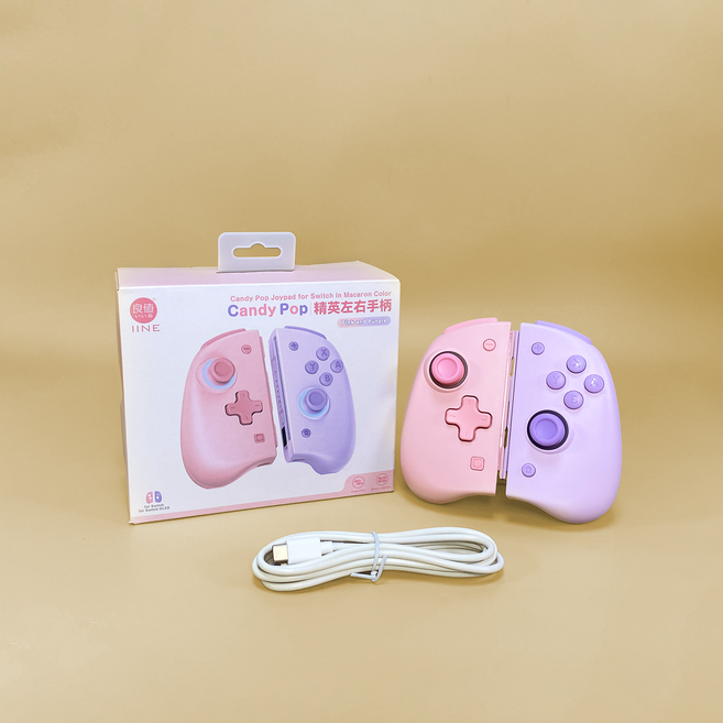 Switch & OLED 良值 JOYCON 菁英手把 控制器 精靈 自動喚醒 連發 光效 震動, 1個, 精靈CANDY POP｜粉紫, 粉紫, S03-L996