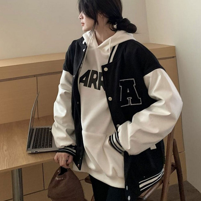 봄가을 자수 로고 야구 점퍼 캐주얼 데일리 여자 자켓nog9+6MhP