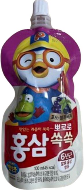 팔도 뽀로로 홍삼쏙쏙 어린이 음료 포도블루베리맛, 100ml, 21개