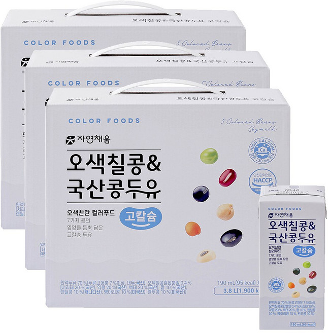 자연채움 오색칠콩 국산콩두유 고칼슘, 190ml, 60개