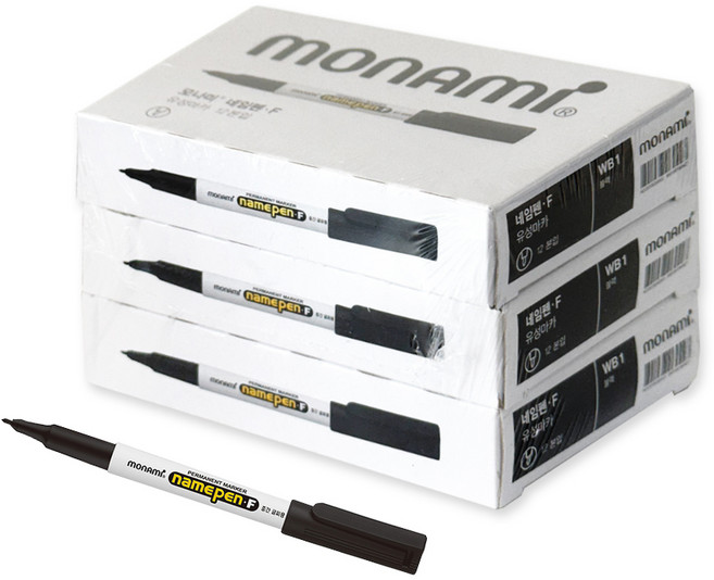 모나미 네임펜 흑색, F 중간글씨용, 3박스/36개