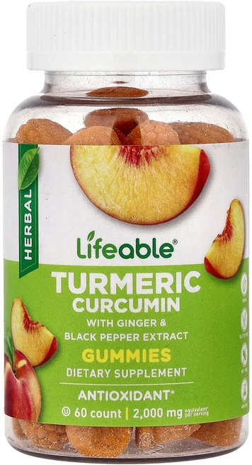 Lifeable Turmeric Curcumin Gummies Peach 60 Gummies, 1개 - 쿠팡