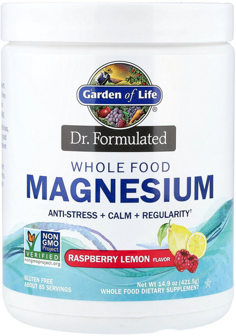 Garden of Life Whole Food Magnesium 가든오브라이프 훌 푸드 마그네슘 라즈베리 레몬 14.9oz/421g, 1개, 421.5g