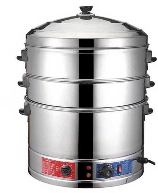 업소용 대형 전기찜기 스테인레스 만두 찜기 계란, 3. 35cm2단찜통(타이머+온도조절)