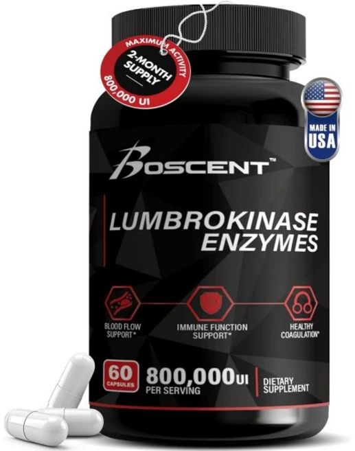 럼브로키네이즈 40mg 60 최대 활성도 800000 UI 순수 효소 소화 세라펩타제보다 우수한 나토키네이즈, BOSCENT 룸브로키나제 보충제 40mg (60캡슐), 1개, 60정 - 쿠팡