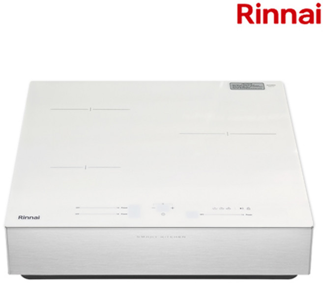 [에너지효율1등급] 린나이 인덕션 3구 유로케라글라스 초고화력 간편조리모드기능 타공560X480 블랙/화이트, 프리스탠딩, 화이트