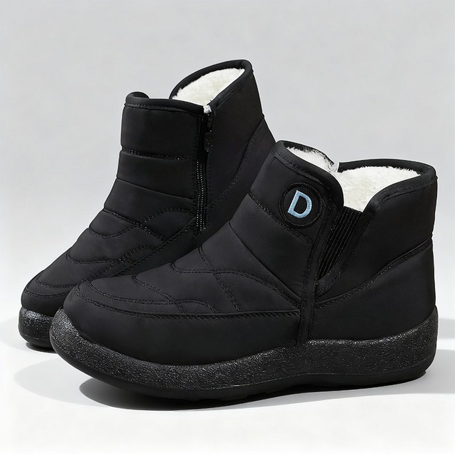 KUKEE 남성 패딩 신발 방한화 지퍼 미끄럼방지털 부츠 겨울 털 신발 작업화 K26