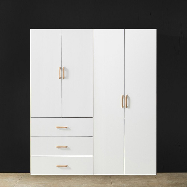 케어퍼니처 이안 1600 장롱세트 (3서랍옷장+800옷장/이불장) 드레스룸 원룸 수납 장농 옷장, 화이트, 이불장 세트