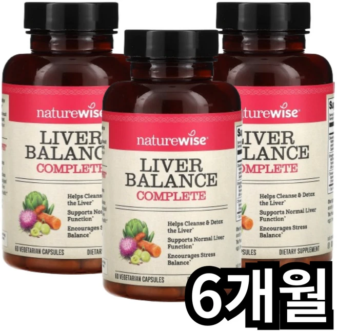 네이쳐와이즈 간 밸런스 컴플리트 60 식물성 캡슐, 6팩, 60정 - 쿠팡