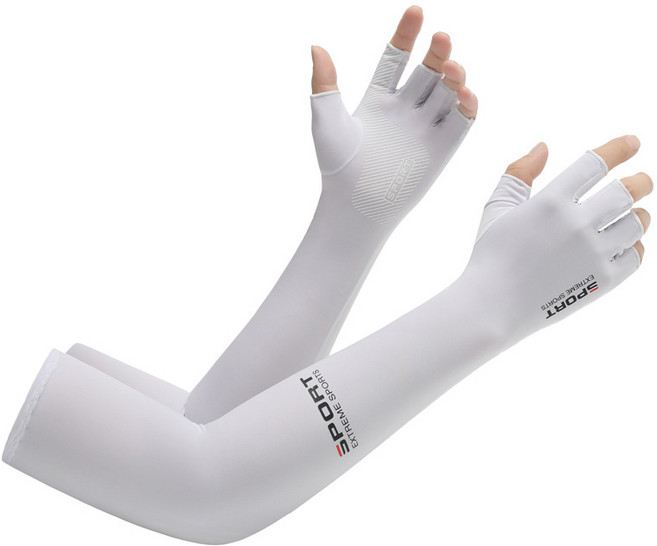 마리수 손등 쿨토시 손가락 낚시 팔토시 여름 자외선차단, 화이트, 1개