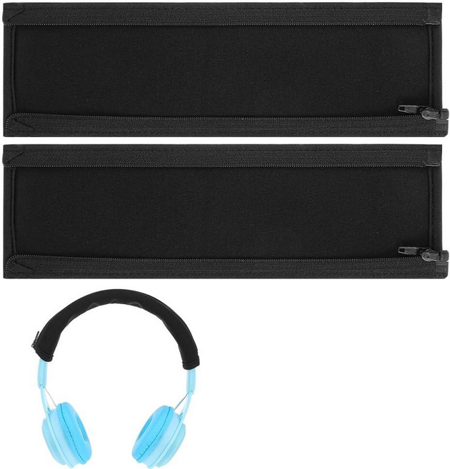 MBAIYO 헤드폰 헤드밴드 커버 2개 호환교체 밴드 땀 방지 소음 제거 스테레오 헤드셋용 지퍼가 있는 범용 프로텍터 [호환]