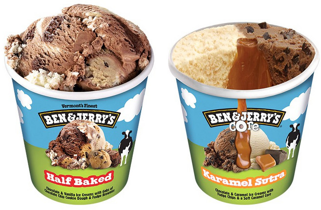 벤앤제리스 파인트 아이스크림 2종 혼합구성(하프베이크드+카라멜수트라코어), 473ml, 2개