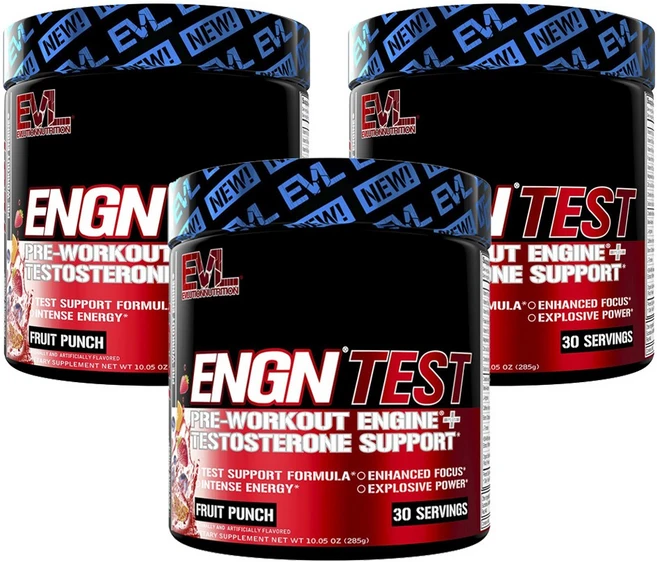 EVLUTIONNUTRITION ENGN 테스트 프리-워크아웃 엔진 + 테스토스테론 서포트 프루트 펀치 맛, 285g, 3개 - 쿠팡