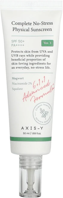 Axis-Y 컴플리트 노 스트레스 물리적 자외선 차단제 SPF 50+ PA++++ 버전 3 50ml(1.69fl oz) - 쿠팡