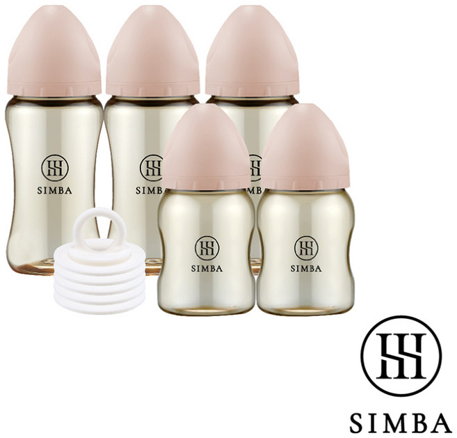 Simba 小獅王辛巴 蘊蜜鉑金儲乳瓶套組, 栗粉, 1個