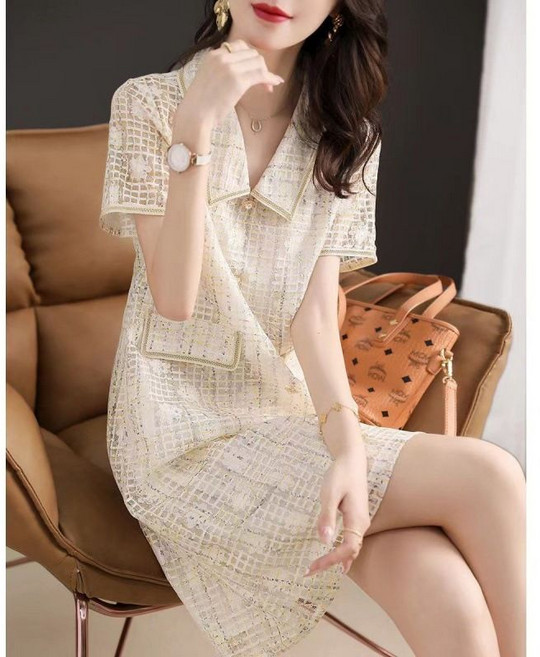 Angel여름 고급 원피스 펀칭 와이드 배 커버로 날씬해 보이는 레이스 스커트