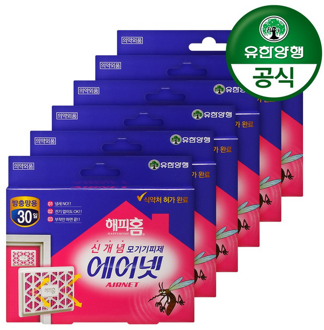 해피홈 에어넷 모기퇴치제 방충망용, 2.85g, 6개