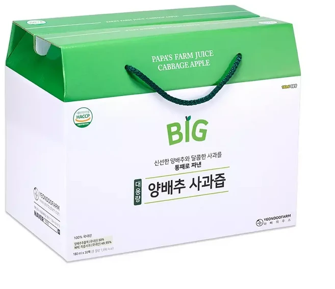 연두팜 대용량 아빠의주스 양배추 사과즙 30p, 1개, 5.4L