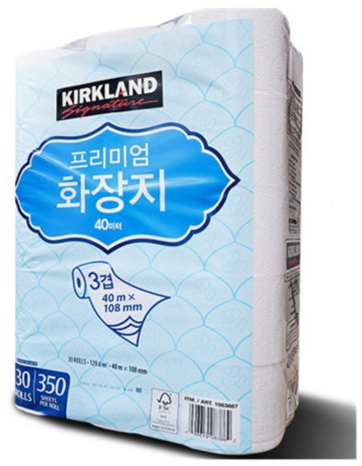 커클랜드 시그니춰 프리미엄 3겹화장지 무형광 순수천연펄프 40m x 60롤, 30개입