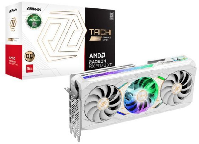 (ASRock) 라데온 RX 9070 XT Taichi White OC D6 16GB 대원씨티에스