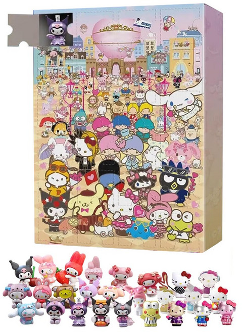 다인리빙 크리스마스 마이멜로디 쿠로미 시나몬롤 달력 어드입밴트캘린더 캐릭터 박스 7종, 산리오, 1개