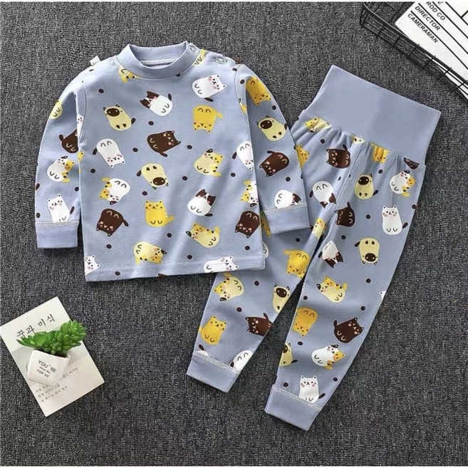 萱寶媽咪baby童裝館 韓版秋冬薄款兒童高腰長袖套裝 男童居家服女童睡衣護肚套裝 日系童裝 兒童睡衣男童套裝女童套裝紅色童裝長袖套裝萱寶