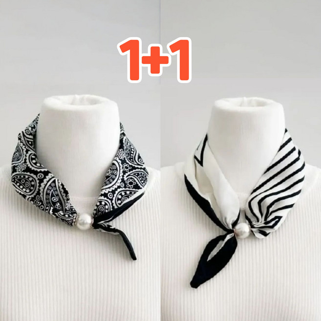 1+1 자석으로 간편하게 원터치 진주 자석 스카프 예쁜스카프 진주목걸이 바이나우