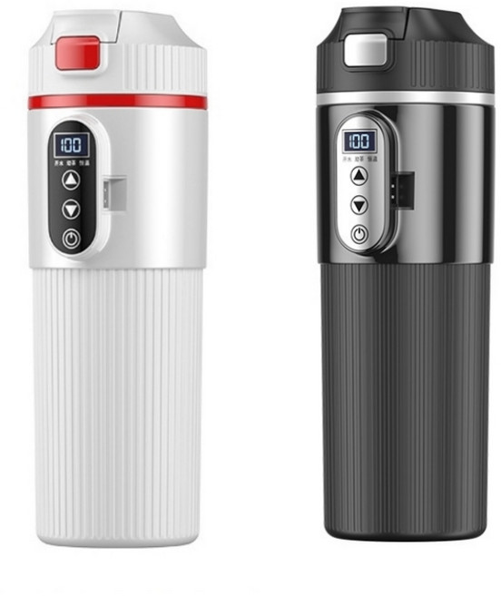 WANDU 차량용 커피포트 12V24V겸용 500ml 화물차 자동차 전기 포트 휴대용 차박 포트, 블랙