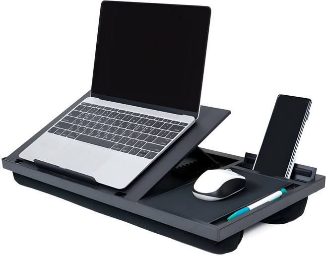 컴스 각도조절 노트북 무릎 쿠션 스탠드 DJ103, 블랙, 1개