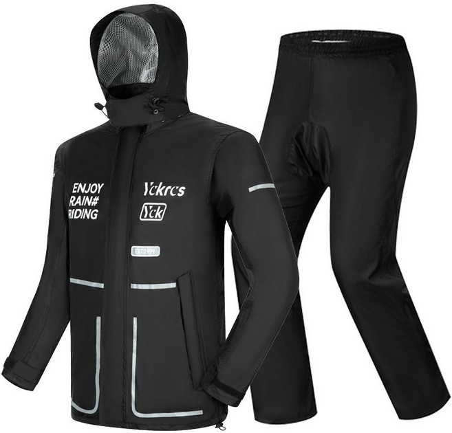 YCK 騎行雨衣套裝，防暴雨、透氣、反光設計, L【建議150-170斤】