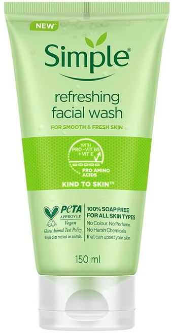 Simple Kind To Skin Refreshing Facial Wash 150 ml 100% Soap-Free Facewash, 1개, 150ml - 쿠팡
