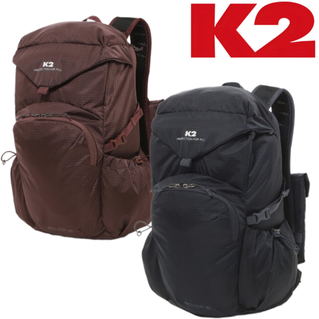 [매장발송] K2 남여공용 등산가방 18L 소형 백팩 등판 멜빵 통기성 쿠션감 탈부착 힙벨트 상단후드형 수납우수 파우치 레인커버 포함 등산 캠핑 여행 낚시 산행 아웃도어 배낭, W브라운