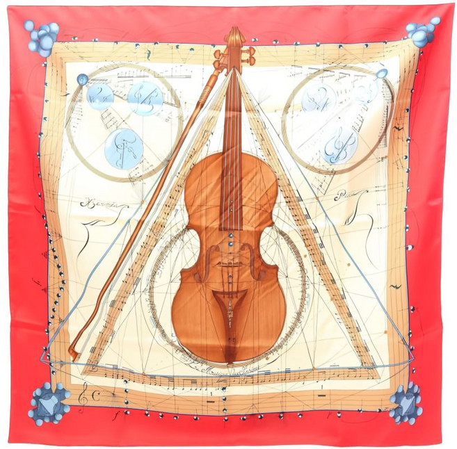 에르메스 중고 라 뮤지크 데 스피어 실크 스카프