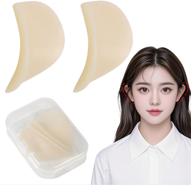 뷰티앤몬스터 신품 5D 엘프귀 실리콘 누운귀 테이프 귀 교정 재사용 예쁜귀 스티커, 1세트, 스킨