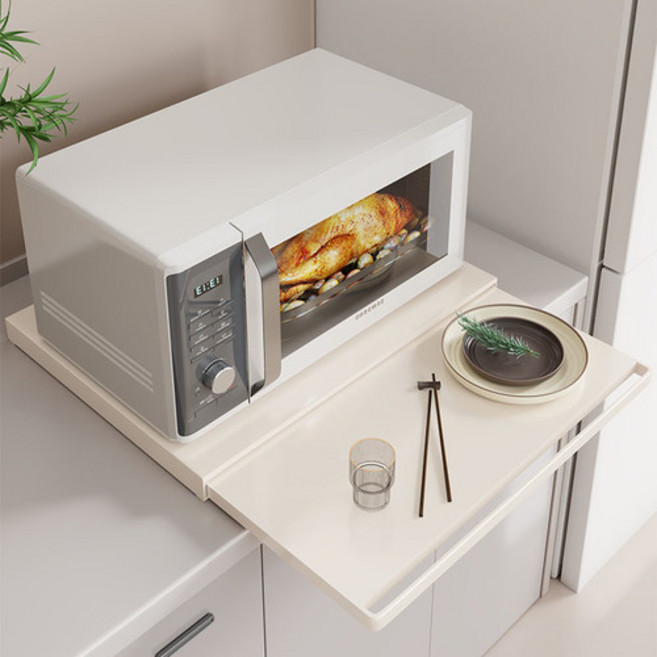 전자레인지 선반 밥솥선반 받침대 에어프라이어 오븐 거치대, 1단, 화이트