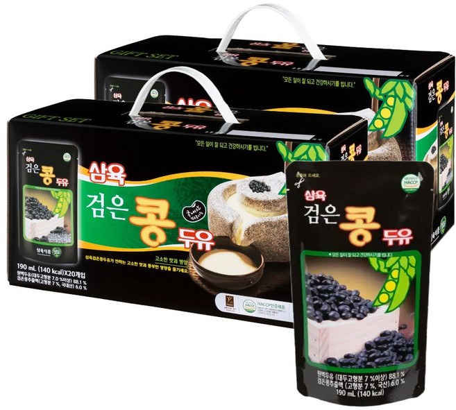 삼육두유 검은콩 두유 파우치, 190ml, 40개