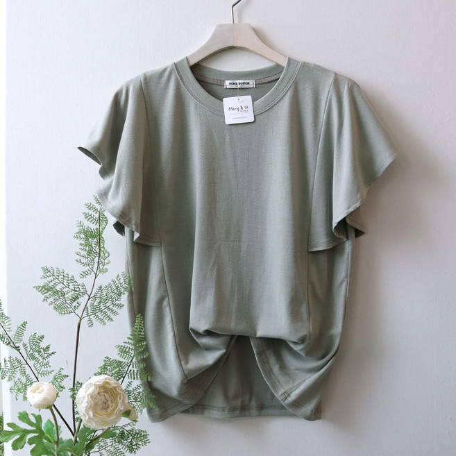 메리앤유 러플 소매 반팔 티블라우스 국내산