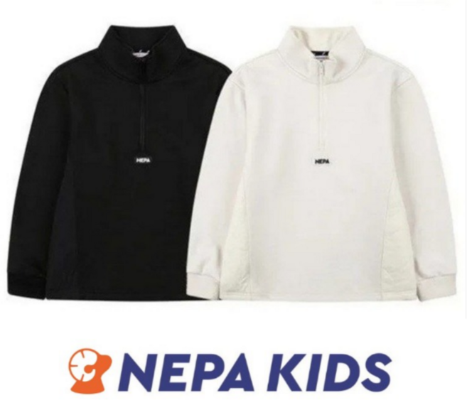 [백화점 매장판] 네파 키즈 하프집업 긴팔티셔츠 봄 가을 간절기 남아옷 여아옷 기모 아노락 패딩 티셔츠 패딩점퍼