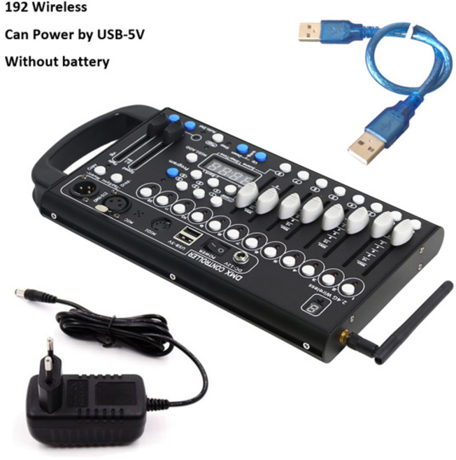 배터리 전원 DJ 512 무대 조명 컨트롤러 무대 조명 파티 펍 클럽 KTV 무빙 헤드 특허 미니 콘솔 192 채널 DMX, 192 wireless_영국 플러그, 192 wireless+영국 플러그