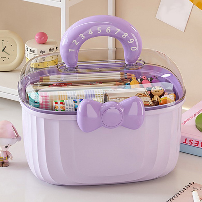 리미시아 2단 대용량 헤어 악세사리 보관함, 1개, 퍼플