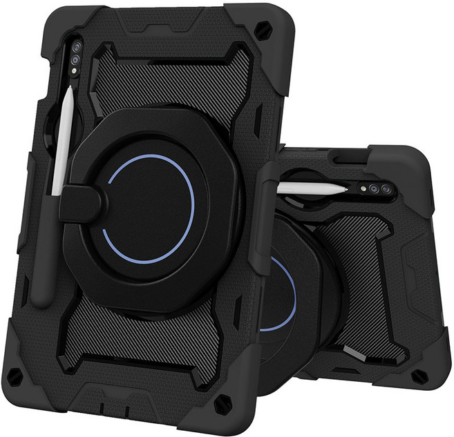 샤오미 미패드6 프로 컬러 핸들 펜수납 스트랩 케이스, 블랙, 1개