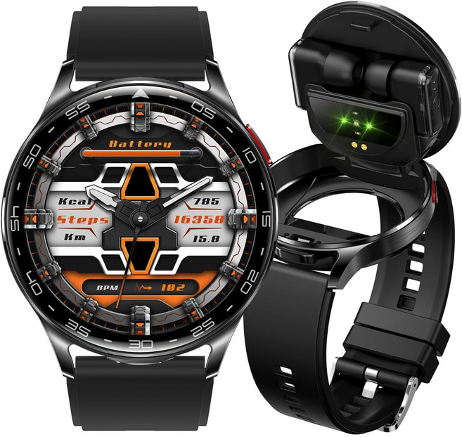 신형 T97 스마트워치 이어폰 2합일 1.39인치 원스크린에 NFC 기능이 탑재됐다., 블랙, 3.5cm, GPS + 블루투스