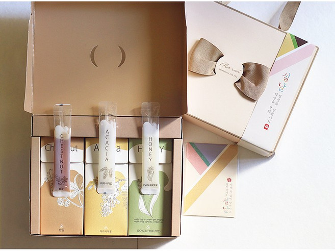 꿀스틱 선물세트 (아카시아 밤꿀 사양벌꿀-스틱 10개입 x 3종), 300g, 1세트