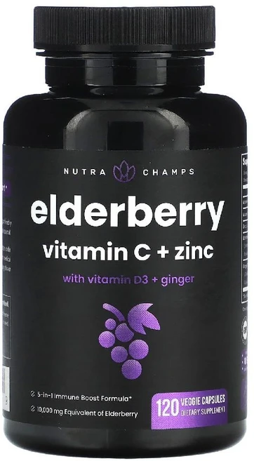 뉴트라챔프스 삼부커스 블랙 엘더베리 120캡슐 비타민C 아연 비타민D 진저, 120정, 1개 - 쿠팡