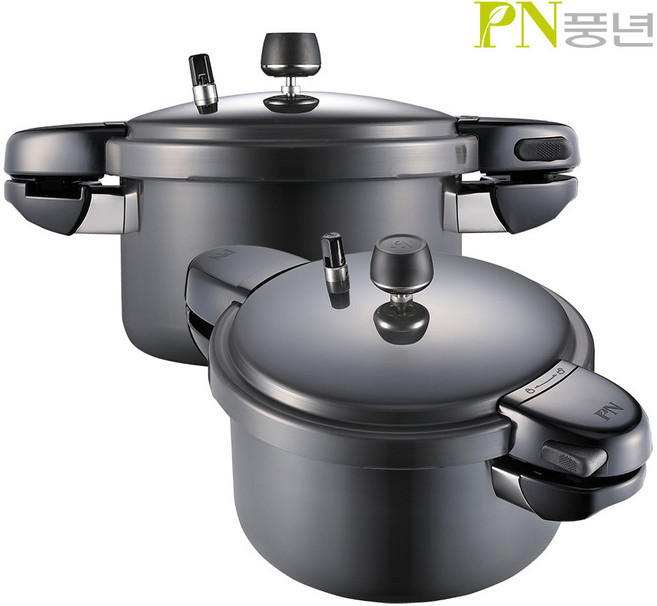 PN풍년 블랙펄 트렌디 압력솥 6인용/8인용 알루미늄 경질/내구성 스트레이트/세척보관용이, PN 블랙펄트렌디-6인용, 1개