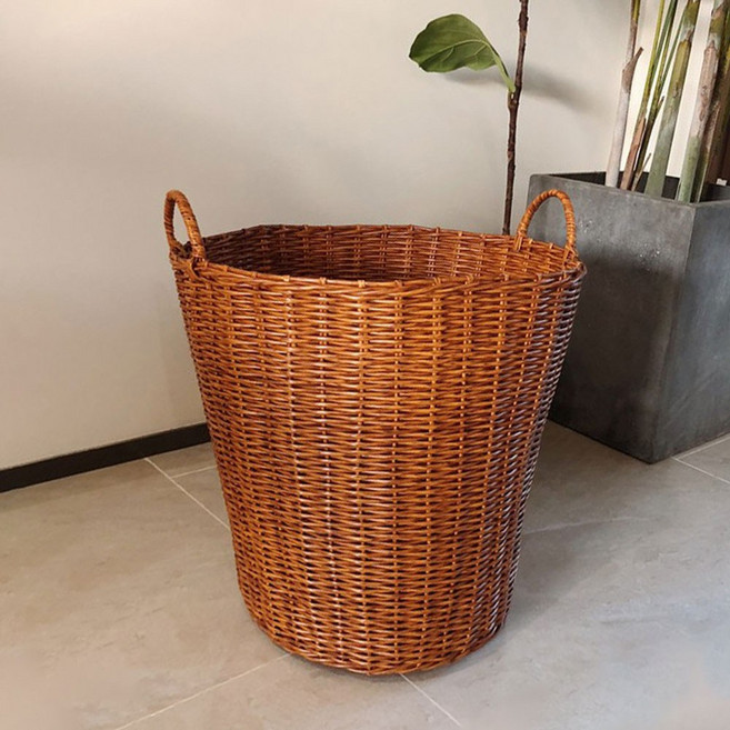 청년리빙 라탄 빨래바구니, 브라운, 1개