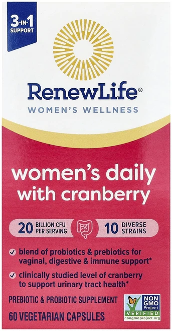 리뉴라이프 프로바이오틱 우먼스 일상 크랜베리 함유 200억CFU 60 베지캡슐, 4개, 60정 - 쿠팡