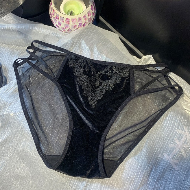 여성용 벨벳 레이스 팬티 소프트 스트랩 펀칭 망사 컴포트 팬티 Women's Underpants 뉴타임즈